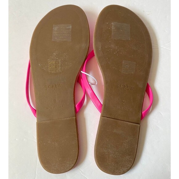 J Crew Flip Flops Womens Size 9M Hot Pink Faux Leather Shoes New NWT Read - Picture 5 of 13